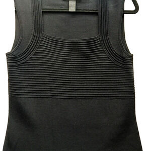 Tank Top Women Black Square Neck Ribbed Office Siren Goth Cute Fairy Size S